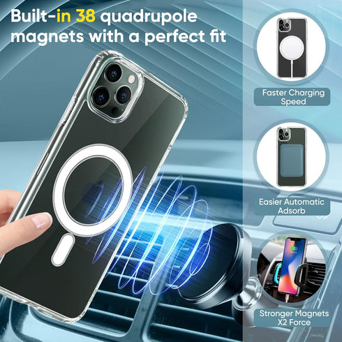 Clear Magnetic Case for iPhone 11, Mag-Safe Wireless Charging, Soft Silicone TPU Bumper Cover