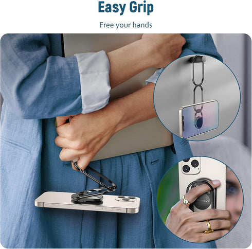 Phone Ring Holder with Car Magnetic Mount, Metal Phone Ring Finger Kickstand for iPhone, iPad, Smartphones
