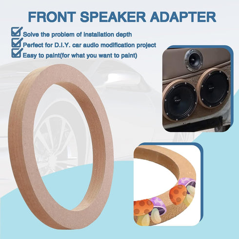 Universal 6.5 Speaker Spacer: 2×6.5 speaker spacer Wooden MDF Speaker Rings for Cars/Boats/Trucks/RV