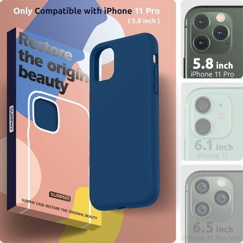 SURPHY Compatible with iPhone 11 Pro Max Case 6.5 inches, Thickened Liquid Silicone Phone Case (with Microfiber Lining) for iPhone 11 Pro Max 2019, Horizon Blue