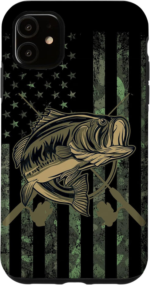 Camo American Flag Bass Fishing Gift Case for iPhone 11
