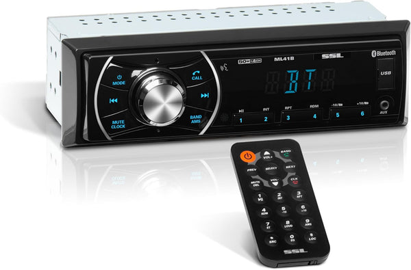 Sound Storm Laboratories ML41B Car Audio Stereo - Single Din, Bluetooth, FM Radio Receiver, USB, AUX Input