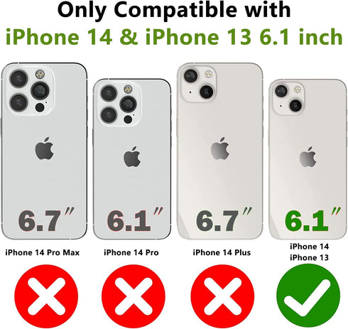 Designed for iPhone 14 Case iPhone 13 Case 2 in 1 Gift Militay Grade Drop Protective Rugged Heavy Duty Cover Shockproof Case for iPhone 14 Phone Case for women men boy girl (Black)