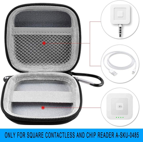 Comecase A-SKU-0485 Chip Card Reader Scanner Case, Hard Carrying Bag Holder Fits Square Contactless Reader with USB