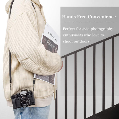 Camera Neck Strap Rope for Fujifilm X100VI, A6000, Canon EOS R6, Nikon Zf, Z5, Z30 - Black