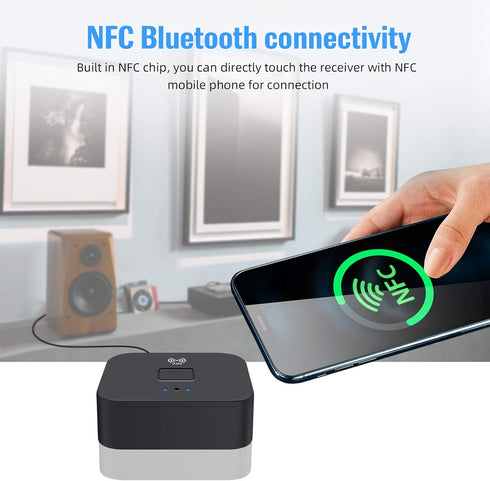 Szyafei 5.0 3.5mm Bluetooth Receiver & Adapter, NFC, AUX/RCA Output to Speaker, Amplifier, Car Audio, Headphone, Home