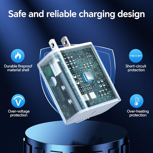 MFi Certified iPhone Charger Fast Charging, USB C Wall Charger with 2Pack 6FT USB C to Lightning Cable