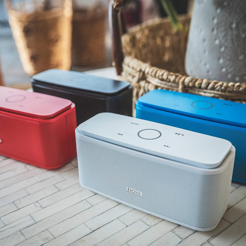 DOSS SoundBox Touch Bluetooth Speaker - 12W HD Sound, IPX5 Water-Resistant, 20H Playtime, Touch Control, White
