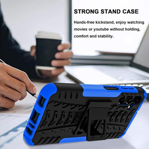 Military Grade Shockproof Bumper Cover for Samsung Galaxy A15 5G with 2 Pack Screen Protector, Blue