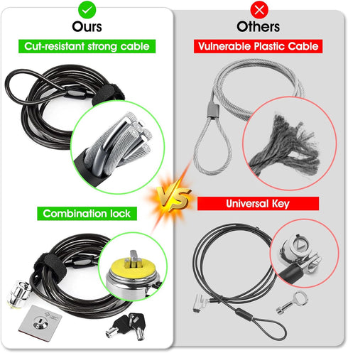 I3C Laptop Cable Lock, Hardware Security with Keys, Anti Theft Combination Lock for Devices