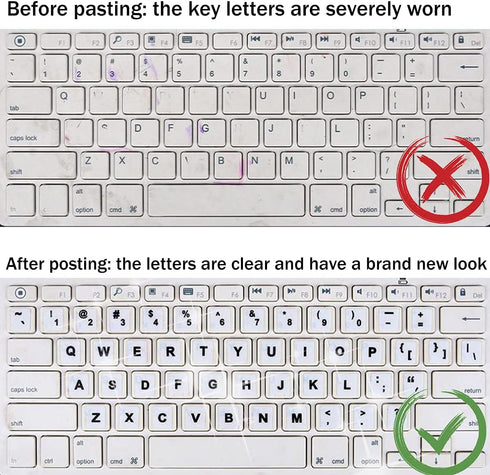 3 PCS Hebrew Keyboard Stickers for Laptop, Black Background with White Lettering for Computer Notebook Replacement