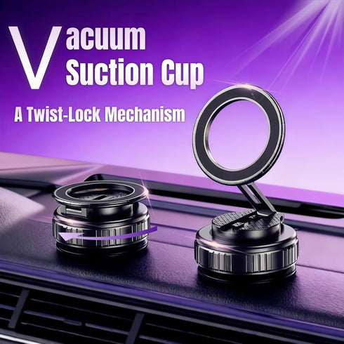 GEYUTHS 360 Magnetic Vacuum Car Phone Holder with Strong Suction Cup Adjustable Foldable Phone Mount Portable Phone