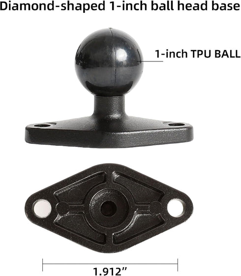 xik 1/4"-20 5.91 inch 1" Heavy Duty Thread Mount: Aluminum Long Arm with Double Ball Head & Ball- Rhombic Base - Fits