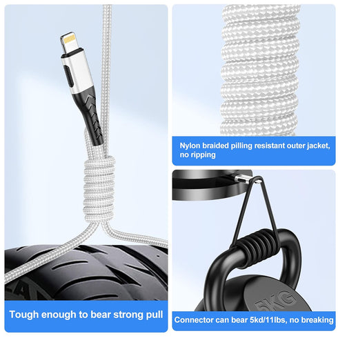 Durcord 3Pack 10FT USB A Cable for iPhone Charger, Fast Charging Cord Compatible with Xs Max/XS/XR/X/8/7/6S/6/Plus/SE