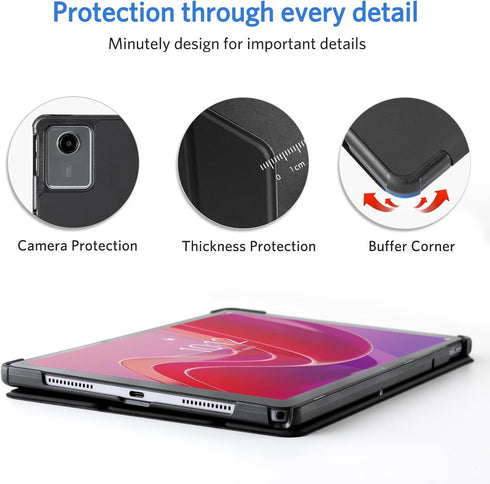 CoBak Waterproof PU Leather Case for Lenovo Tab M11, 11'' Tablet Cover with Auto Wake/Sleep, Slim Stand Hard Back Shell