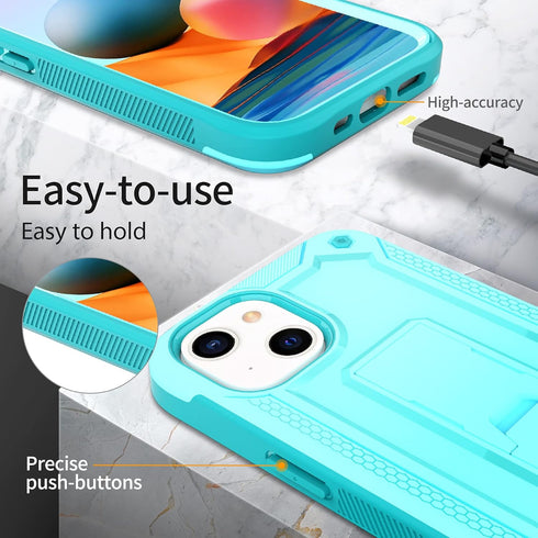 URBANITE iPhone 13 Case - Sky Blue, Military Grade Shockproof, Kickstand & Screen Protector for 6.1" Apple iPhone 13.