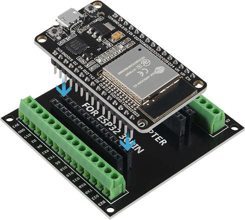 AITRIP 2 Sets ESP-WROOM-32 ESP32 ESP-32S Development Board CP2102 WiFi+Bluetooth Ultra-Low Power Dual Core ESP32-DevKitC-32 ESP-WROOM-32 with ESP32 Breakout Board Shield GPIO 1 into 2 for Arduino by AITRIP
