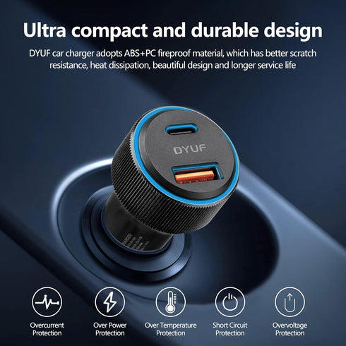 USB C Car Charger 48W,Fast Car Charger Adapter,with 60W Type C Fast Charging Cable,Dual USB Port PD30W&QC3.0 18W Car Phone Charger,for Samsung Galaxy S22/S21/Ultra 5G,Note 20/10?iPad Pro,Etc