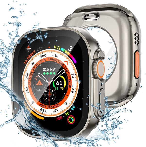 Tensea 2 in 1 Waterproof Screen Protector Case for Apple Watch Ultra 2/Ultra 49mm, iWatch Protective PC Face Cover