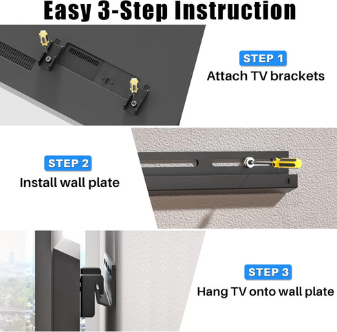 Drywall Studless TV Wall Mount for 12-55 Inch TVs - Load Up to 100 Lbs, VESA 100x100mm to 400x400mm
