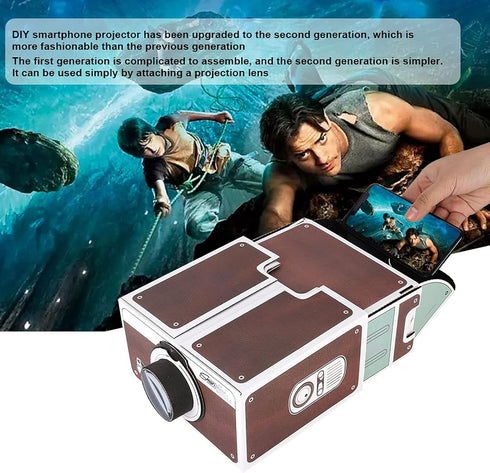 Mini Smart Phone Projector, Second-generation Mini DIY Home Portable Smart Mobile Phone Projector Home Cinema, DIY Cardboard Projector Family Entertainment Projective Device
