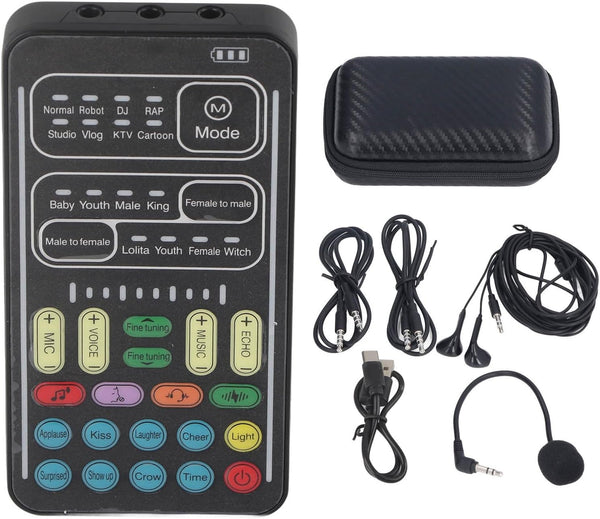 Portable Voice Changer, Handheld Bluetooth Disguiser with Sound Effects, Mini Gaming Sound Card