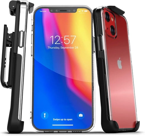 ENCASED 13 Designed for iPhone Case with Belt Clip Holster - Clear