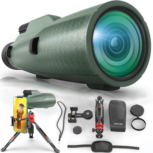 Monocular Telescope 12X56 ED with Smartphone Adapter for Stargazing, Birdwatching, Waterproof Monocular
