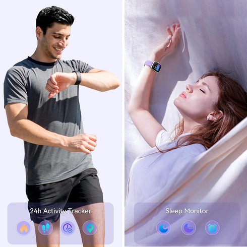 Smart Watch with Alexa Built-in, 2024 Newest Fitness Tracker, Heart Rate/SpO2/Sleep Monitor, IP68 Waterproof