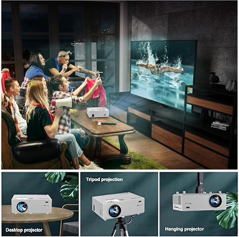 WTONISY Mini Projector, 720P Native Home Video Projector, 1080P Supported Film Projector with HDMI VGA AV USB Port