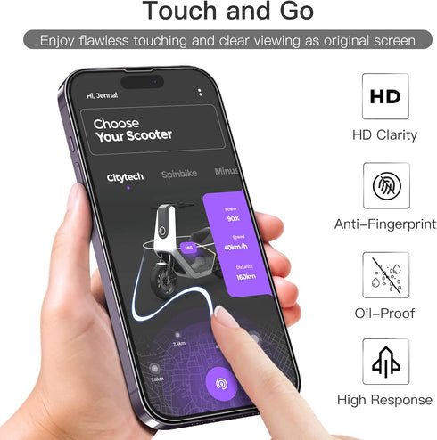 JETech Full Coverage Screen Protector for iPhone 14 Pro Max 6.7-Inch, Black Edge Tempered Glass Film, HD Clear,