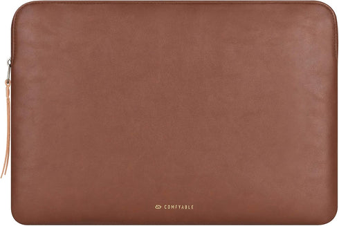 Comfyable Slim Protective Laptop Sleeve, Compatible with 13/13.3/14 Inch MacBook Air & Pro, Brown PU Leather Cover
