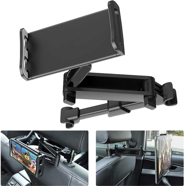 Car Headrest Tablet Mount, Universal Backseat Holder for 5-11" Tablet Phone, 360 Swivel