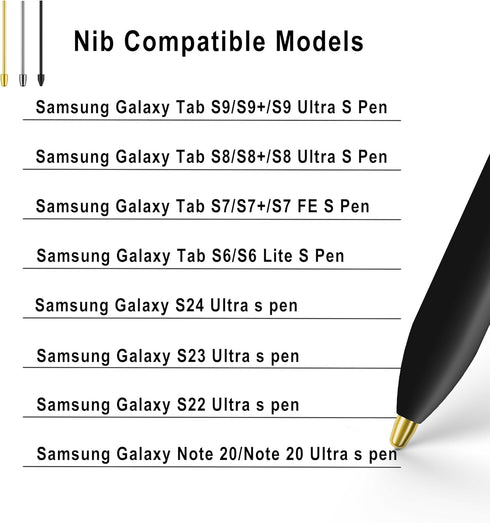 Metal Nibs Replacement for Samsung Galaxy Tab S9/S9FE+/S9 Ultra/S8/S8+/S8 Ultra/S7/S7 FE/S6/S6 Lite/S22/S23/S24 Ultra S