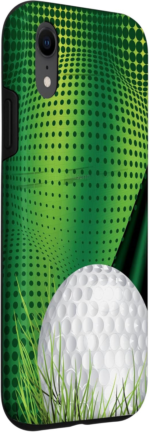 Green Abstract Background iPhone XR Golf Ball Phone Case Gift - Perfect for Golf Lovers!