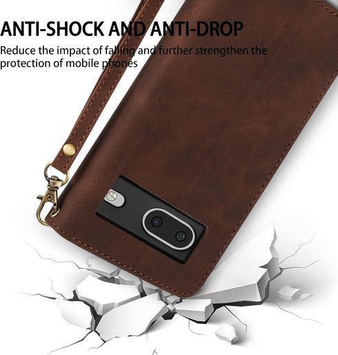 ZZXX Wallet Case for Google Pixel 6A, RFID Blocking Card Slot, Premium Soft PU Leather, Coffee