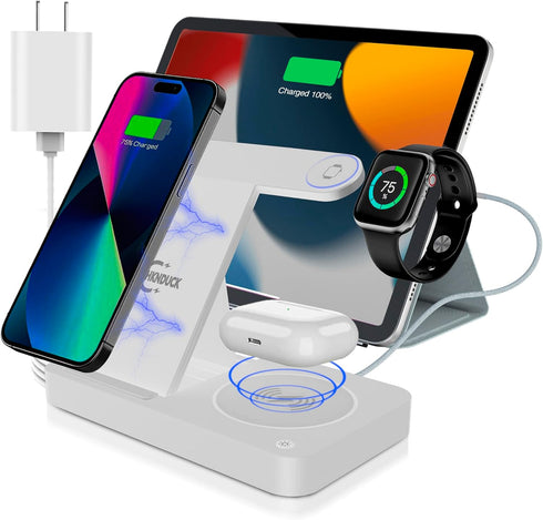 4 in 1 Wireless Charging Station - Fast Charging for Apple Devices - iPhone Charger for 15/14/13/12/11 - Apple Watch