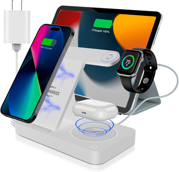 4 in 1 Wireless Charging Station - Fast Charging for Apple Devices - iPhone Charger for 15/14/13/12/11 - Apple Watch