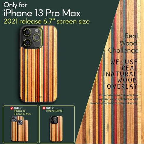 iATO iPhone 13 Pro Max Case - Premium Natural Wood Cover with Military-Grade Protection, Eco-Friendly (Skateboard)
