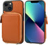 Bocasal RFID Blocking Wallet Case for iPhone 14 & 13, Adjustable Crossbody Zipper Purse with Kickstand, 6.1 Inch (Brown)