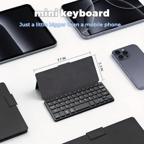 CMARS 150 Mini Bluetooth Keyboard for iPad, Universal Portable Wireless Keyboards with Adjustable Stand & Integrated