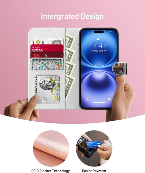 DEENAKIN 17 for iPhone Wallet Case with Card Holder + Cash Clip, RFID-Blocking, Military-Grade Drop Protection