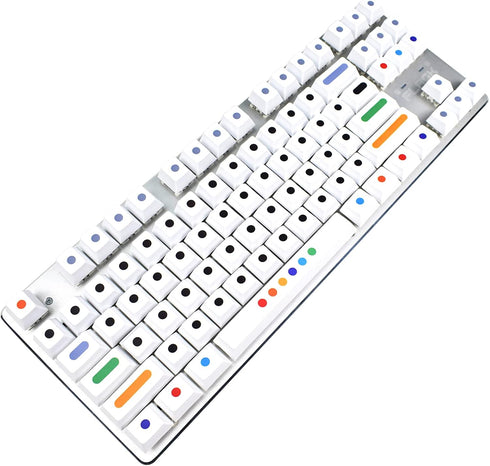 MOLGRIA Keycaps, GMK Dots White 129 Set for 60/65/80/100 Percent Keyboard, Custom PBT Cherry Profile KeyCaps for