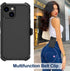 iPhone 14 Case (6.1”) - Rugged Black Heavy Duty Shockproof Cover with Belt Clip Holster & 2X Screen Protector.