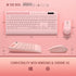 Trueque 2.4G Set Pink Keyboard and Mouse Wireless, Lag-Free Cute Keyboard Combo with Ergonomic Wrist Rest, Phone Holder