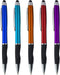 SyPen 5-Pack 2-in-1 Twist Action Metallic Capacitive Stylus with Comfort Grip Ball Point Black Ink Pen