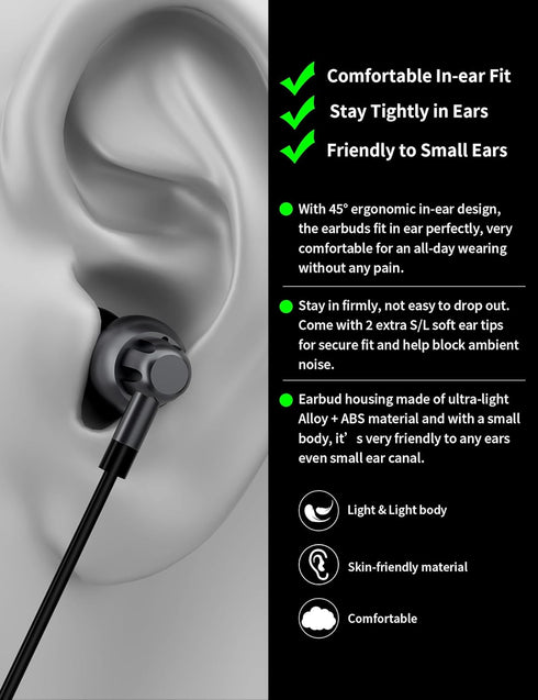 USB C Headphones for Samsung Galaxy S24, S23 Ultra, S22, S21 FE, USB Type C Earphones with Microphone, Metal-Grey