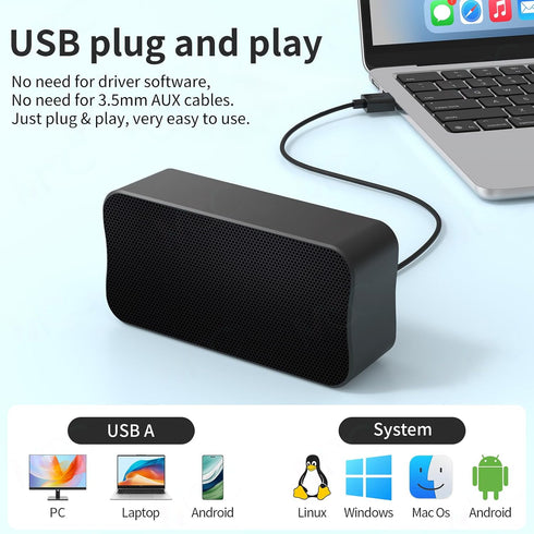 DEPUDA USB Computer Speakers for Desktop PC, Laptop Speaker, Portable Mini Stereo Speakers, Plug and Play, Clear Sound