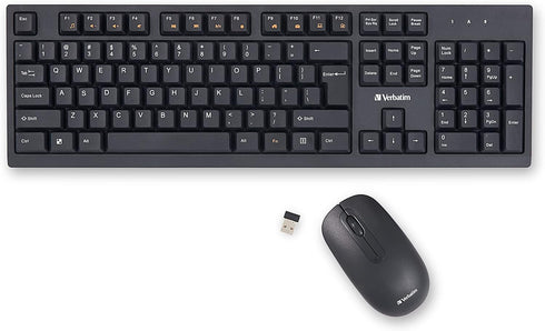 Verbatim Slimline Wireless Keyboard and Mouse Combo, 2.4GHz USB Plug-and-Play, Full-Size Computer Keyboard Compatible