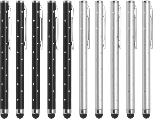 MECCANIXITY 10pcs Glitter Rhinestone Stylus Pens for Touch Screens, Universal Metal Capacitive Pen for All Capacitive